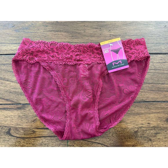 MAIDENFORM Luxurious Lace Spice Market Red V Front Bikini Panty Size 5 - DMSLBK - Picture 1 of 2